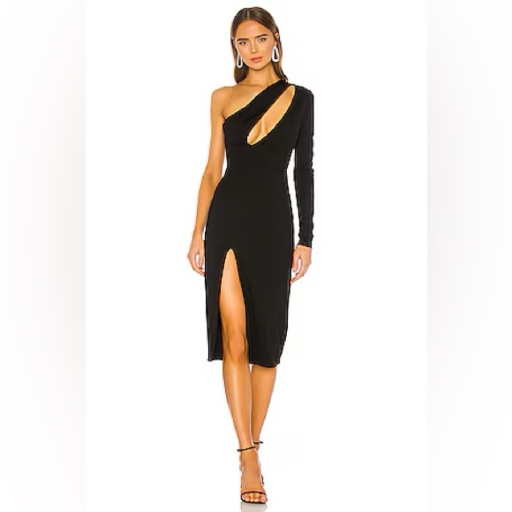 NWT- Pagne Midi Dress in Black h:ours Revolve - Small